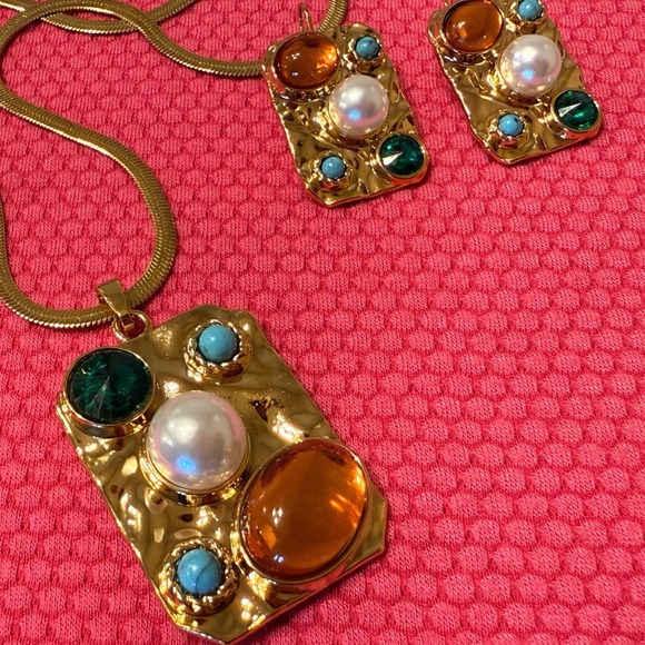 ✨ Gold Multi-Gem Statement Jewelry Set – Necklace, Earrings & Ring ✨ - Picture 10 of 10